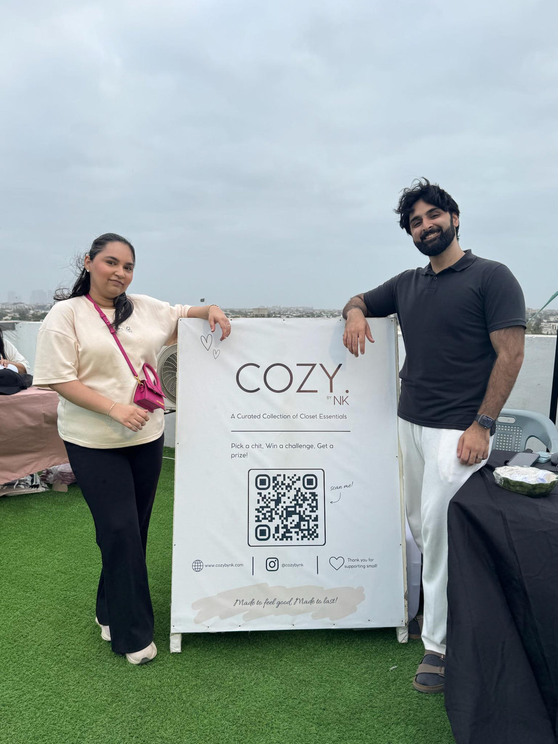 The COZY team at Build Fitness Studio's first anniversary event in Khayaban-e-Sehar, Karachi
