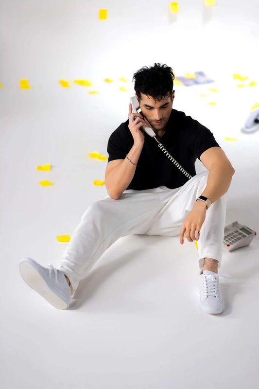 Mens polo shirt in piqué cotton, the COZY Men's Polo worn in a classic fit