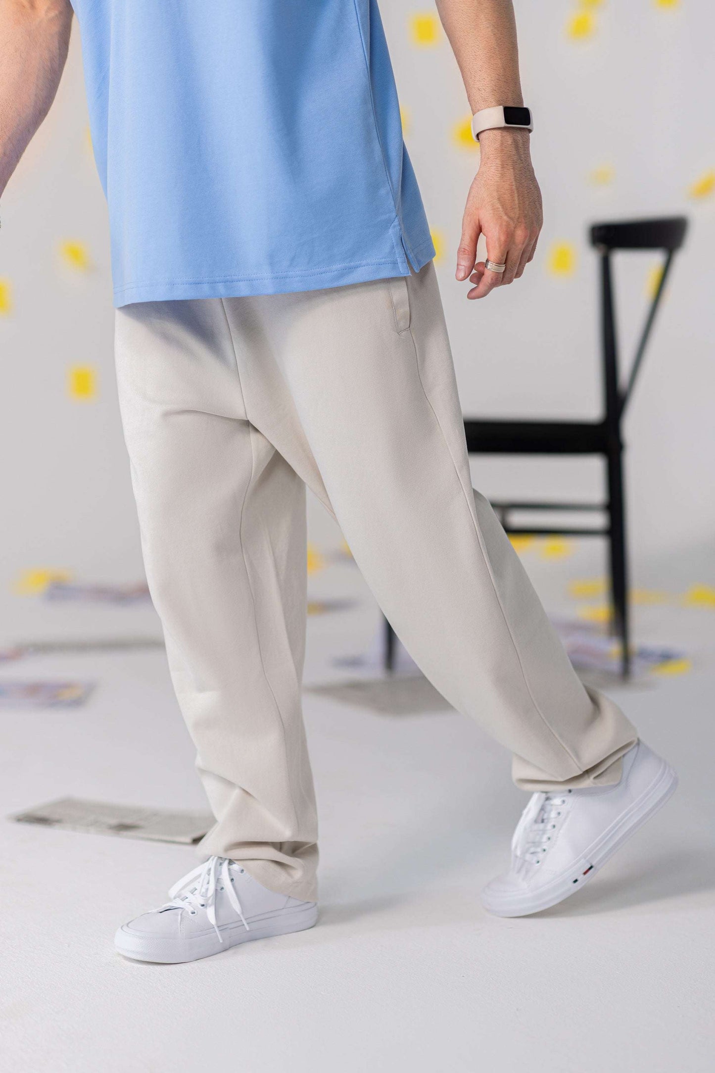 COZY Men's Classic Fit Pants in soft breathable organic cotton, polyester, spandex blend, showcasing a versatile look.
