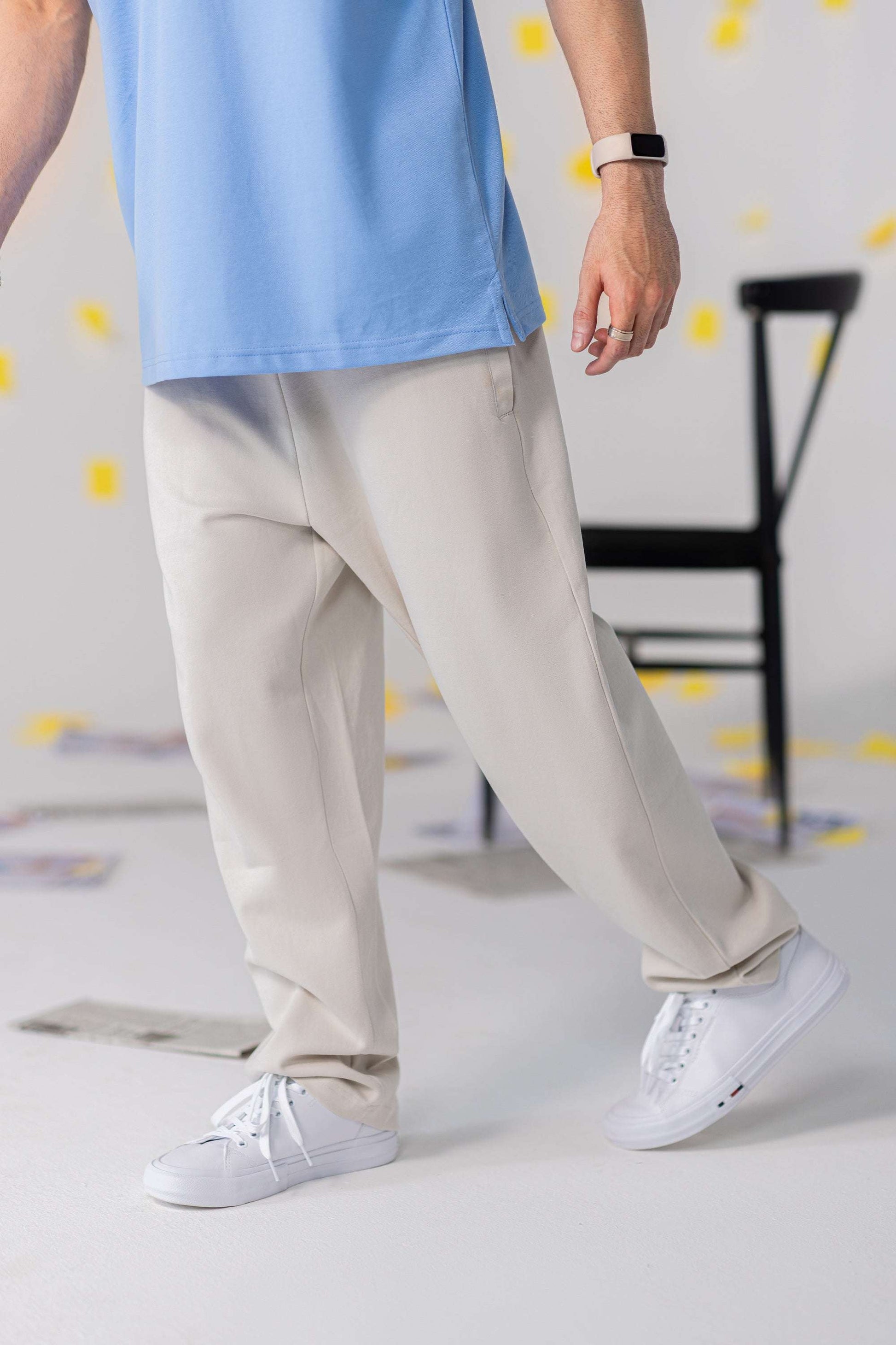 COZY Men's Classic Fit Pants in soft breathable organic cotton, polyester, spandex blend, showcasing a versatile look.