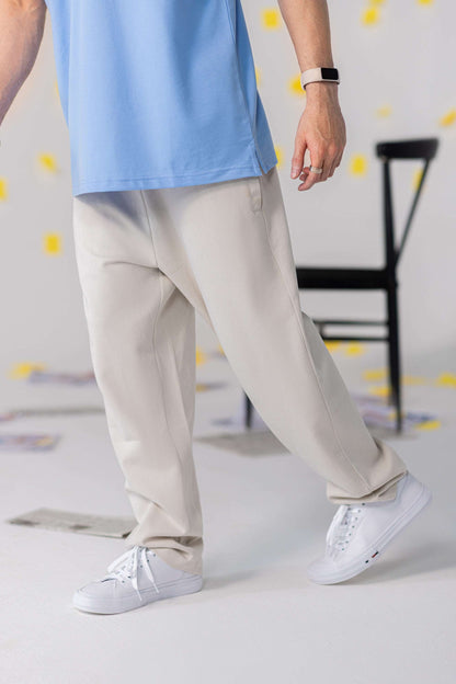 COZY Men's Classic Fit Pants in soft breathable organic cotton, polyester, spandex blend, showcasing a versatile look.