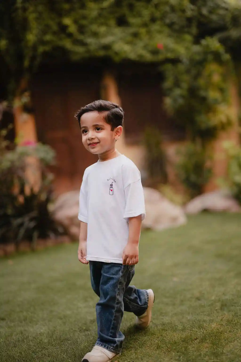 But First Milk Kids Oversized T-Shirt | KHWAAB x COZY 0-3 months / Vanilla Latte White COZY
