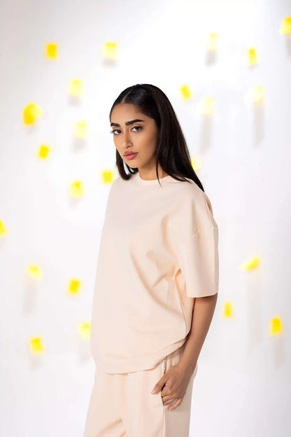 COZY Ladies oversized tee and pants co-ord set V2 in COZY Cotton, side 