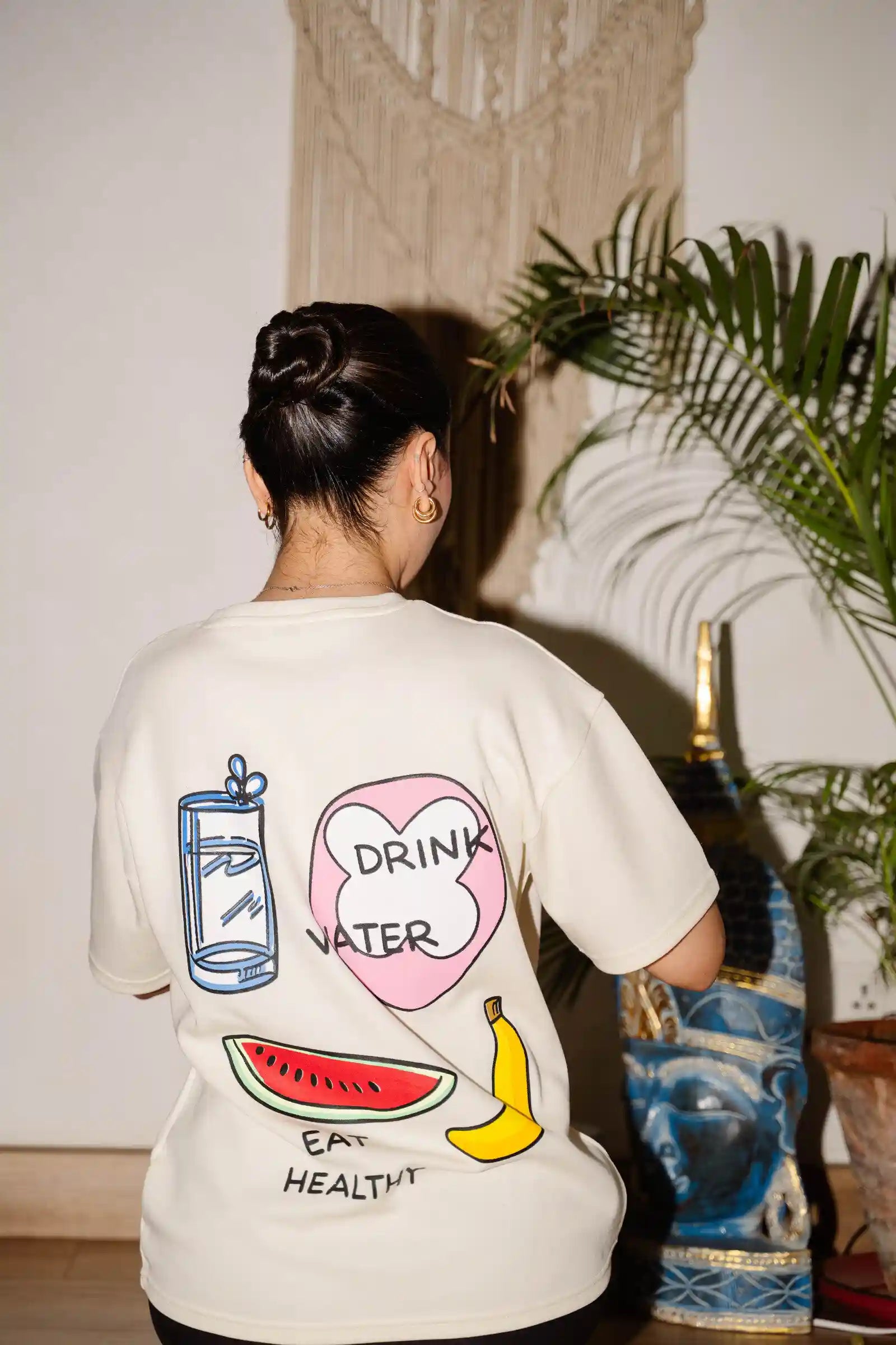 Drink Water, Eat Healthy Oversized T-Shirt