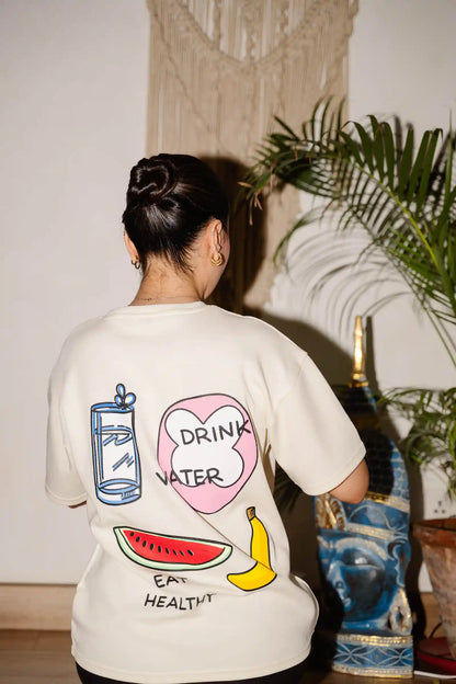 Drink Water, Eat Healthy Oversized T-Shirt