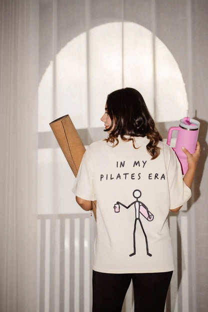 In My Pilates Era oversized tee in COZY Cotton, back print worn 