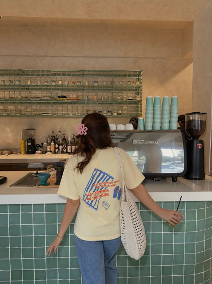  Summer on the Inside Tee | Hand Embroidered Tee | COZY x Pixel Stitch